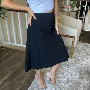 Escada Margaretha Ley Pinstripe Black Wool Knee Length Mid Rise Vintage Flare 12